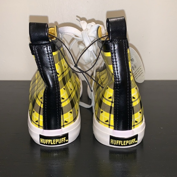 Mens Size 8 Harry Potter High Top Hufflepuff Black Yellow Shoes by Ground Up - Picture 5 of 9